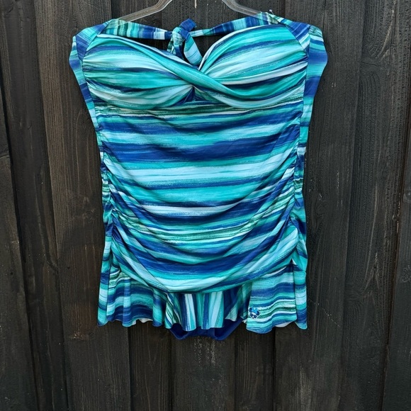 Disney Blue and White Skirted One Piece Swimwear with Ruffle Hem - Picture 3 of 12